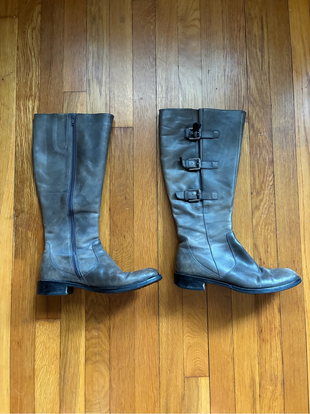 Ecco Tall Leather Riding Boots in Gray